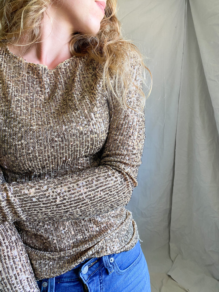 Free People Gold Rush sequin top