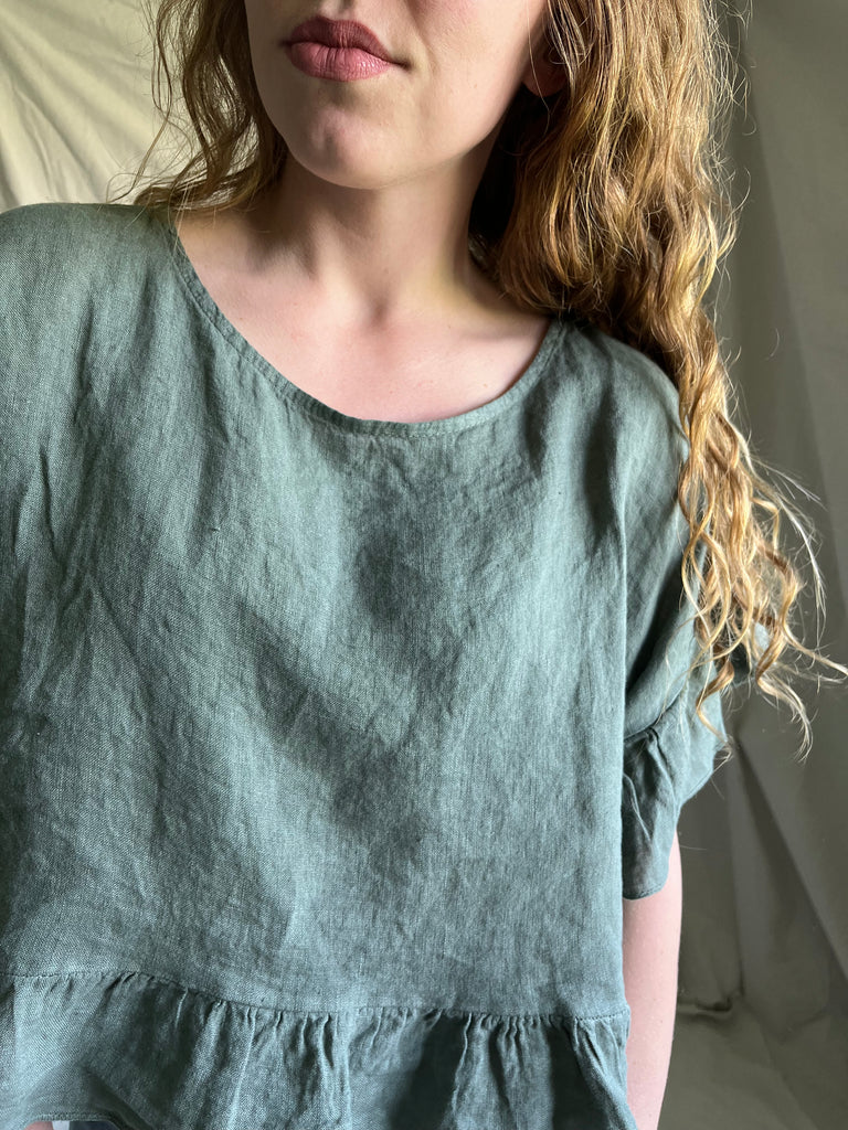 Fern Linen Ruffle Top