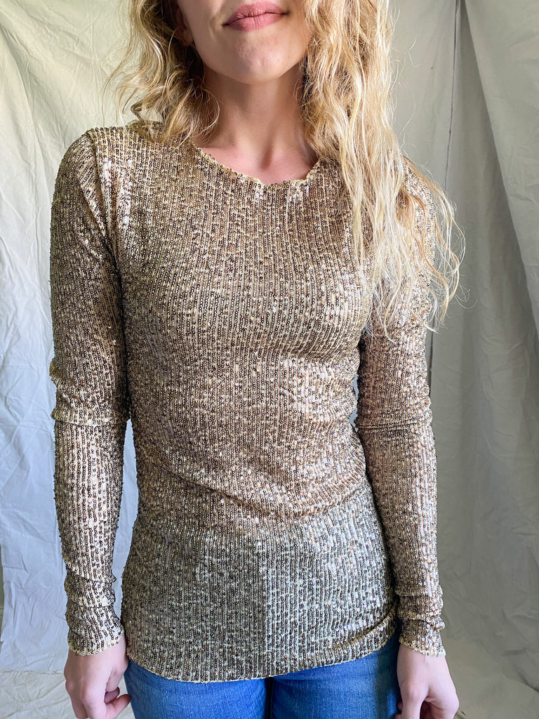 Free People Gold Rush sequin top