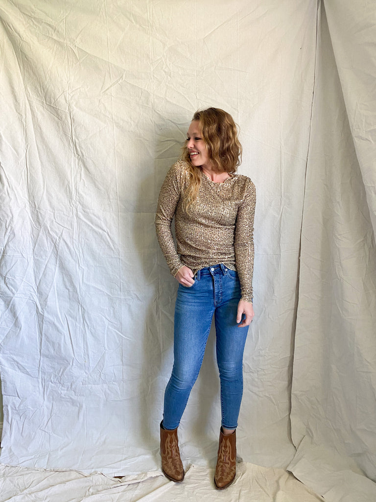 Free People Gold Rush sequin top
