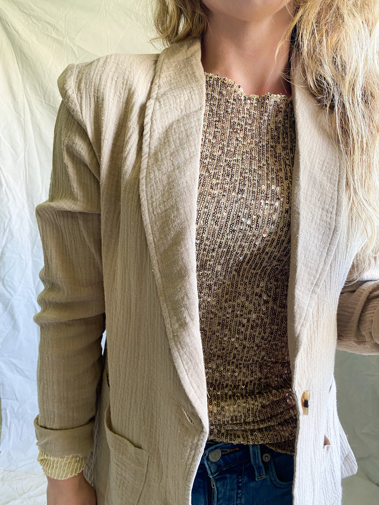 Free People Gold Rush sequin top