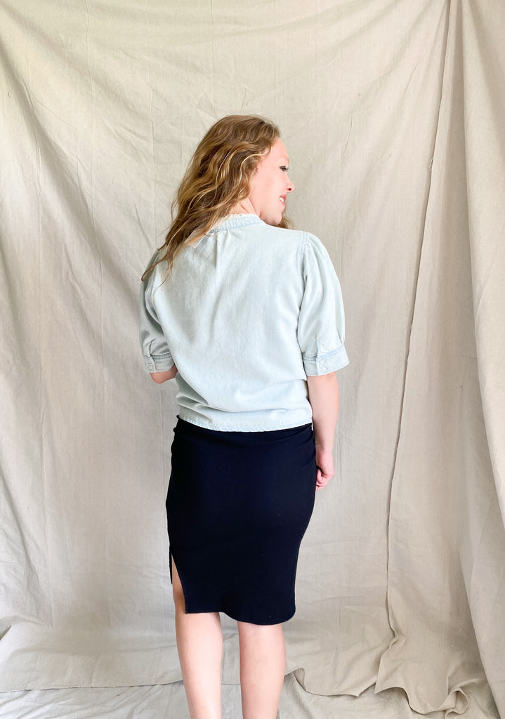 Azure denim top