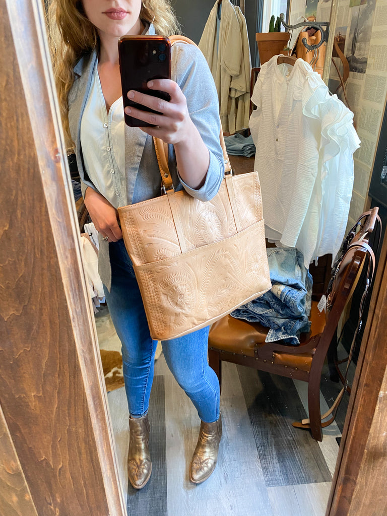 Bronn tooled tote