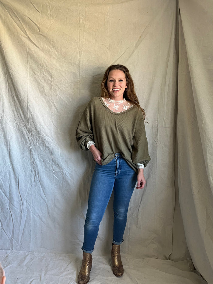 Free People Ivy waffle top