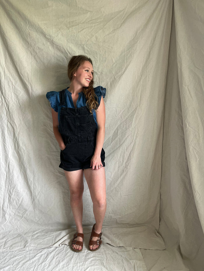 Free People Dottie denim shortall [mineral black]