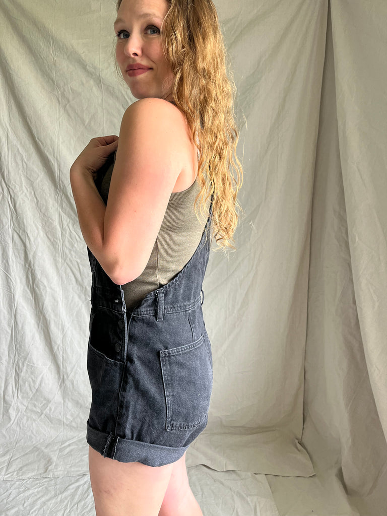 Free People Dottie denim shortall [mineral black]