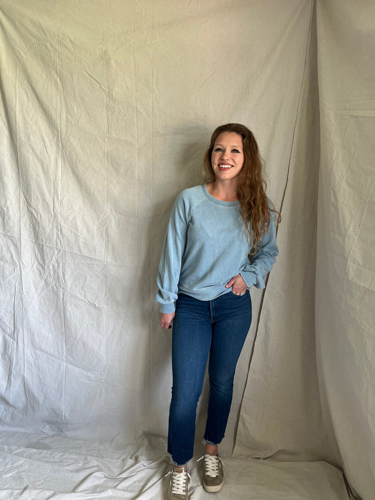 Abilene blue jean crewneck