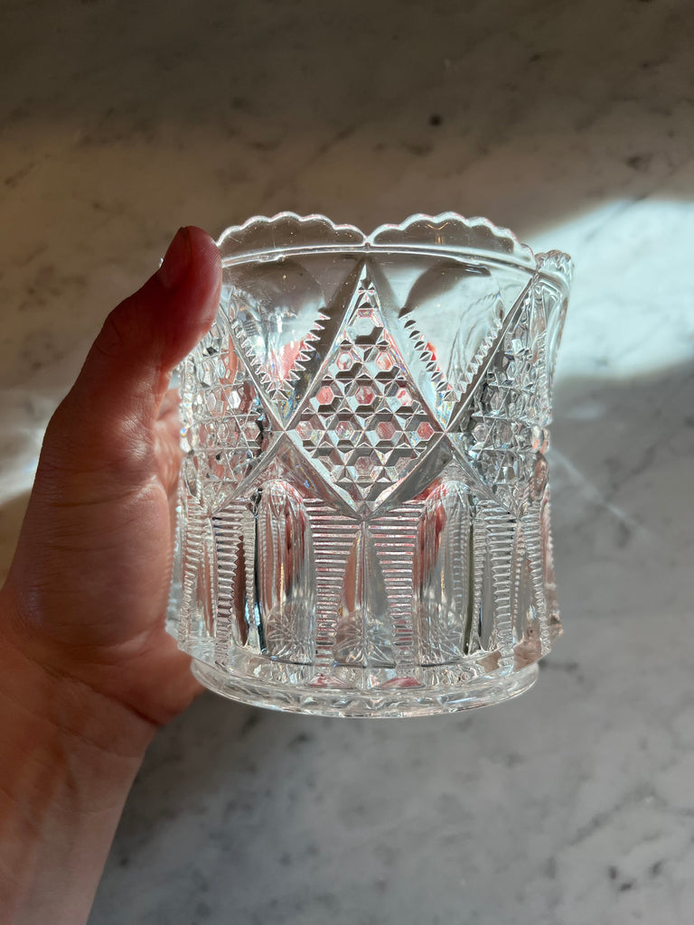 Cut glass shelf vase