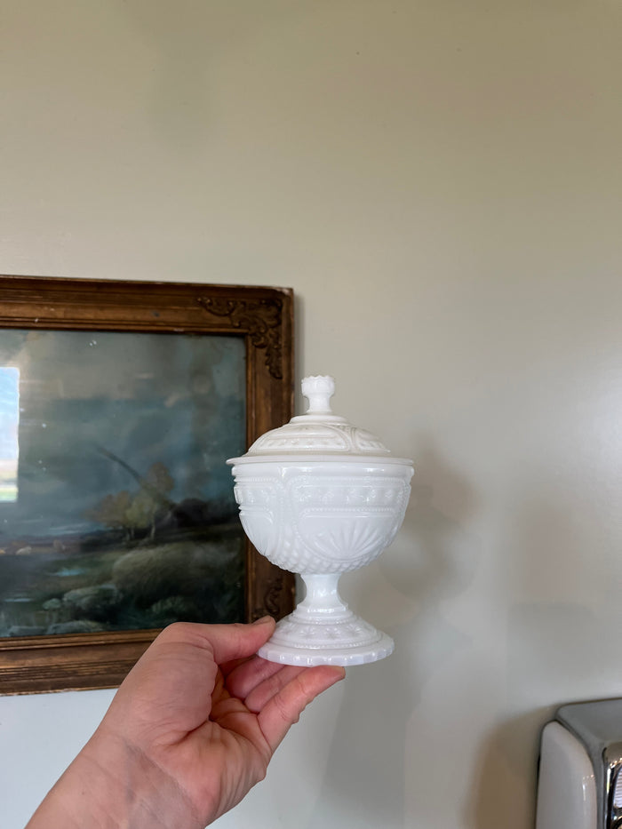 Milk glass pedestal dish