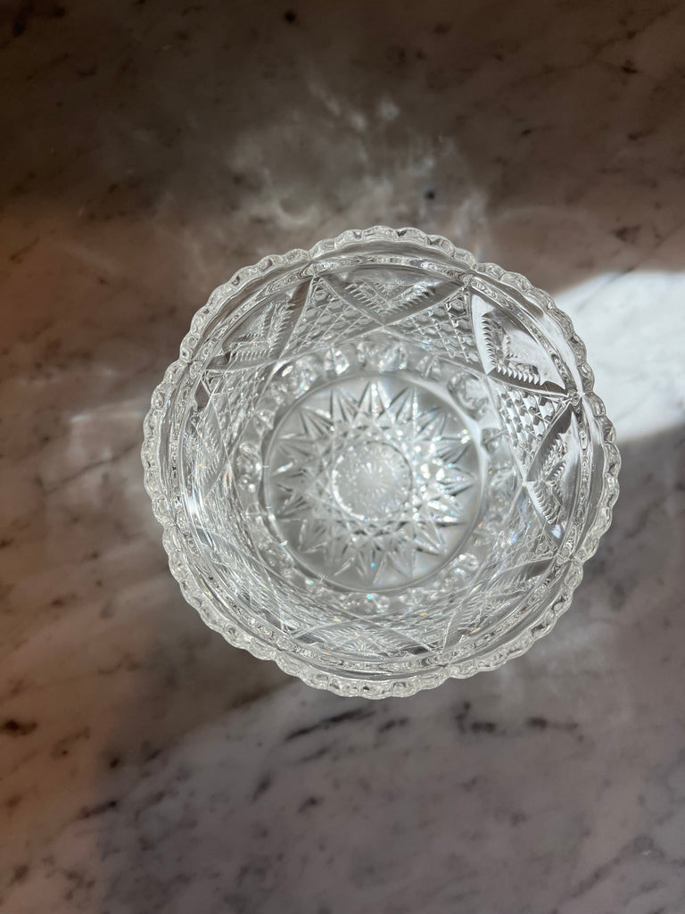 Cut glass shelf vase