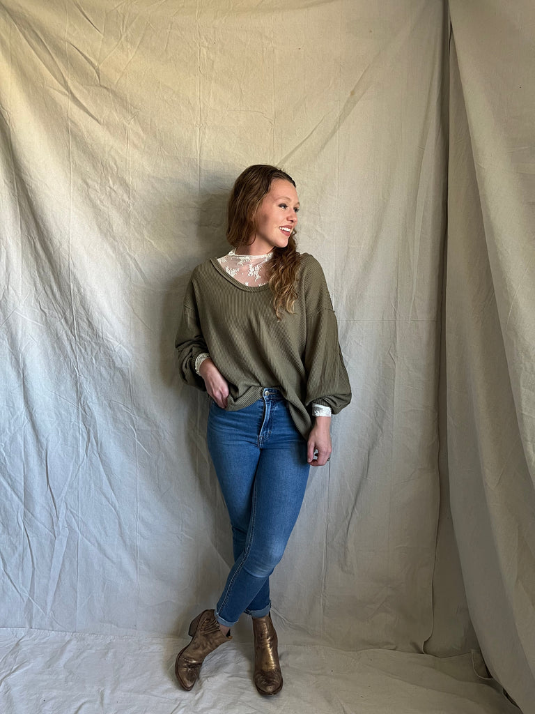 Free People Ivy waffle top