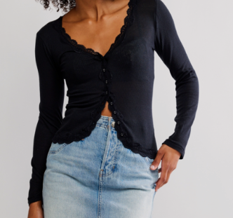 Free People Lace knit cardi