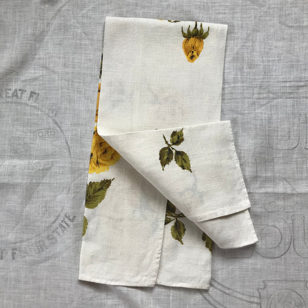 Linen rose tea towel