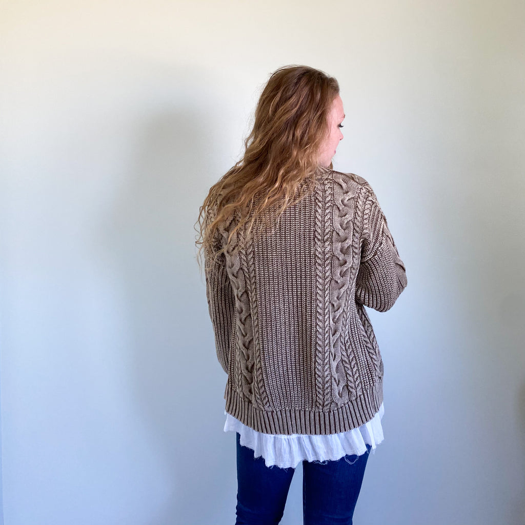 [RESTOCKED] Mollie Cable cardigan [tan]