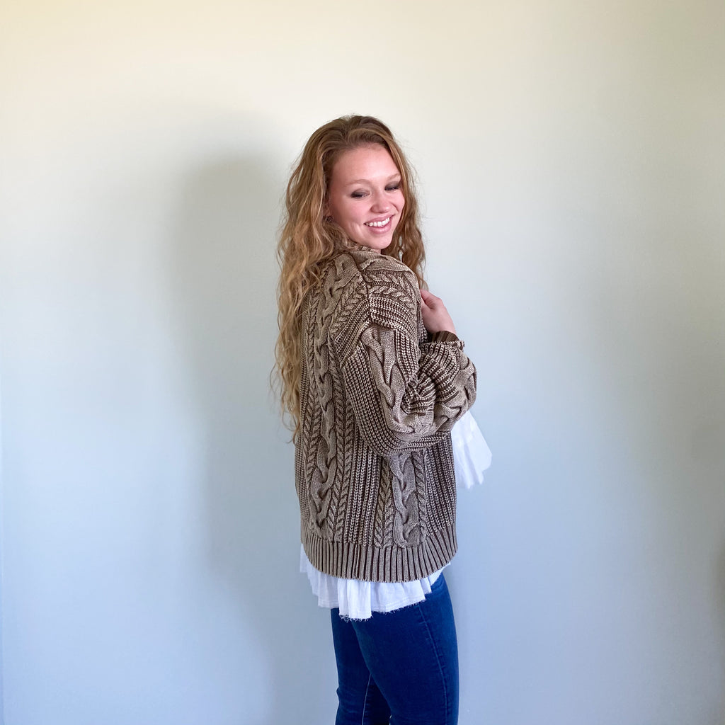 [RESTOCKED] Mollie Cable cardigan [tan]